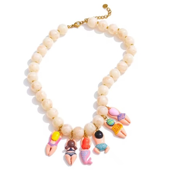 Anthropologie Jewelry - Summer Beach Girls Charm Colorful Bikini Gold Necklace